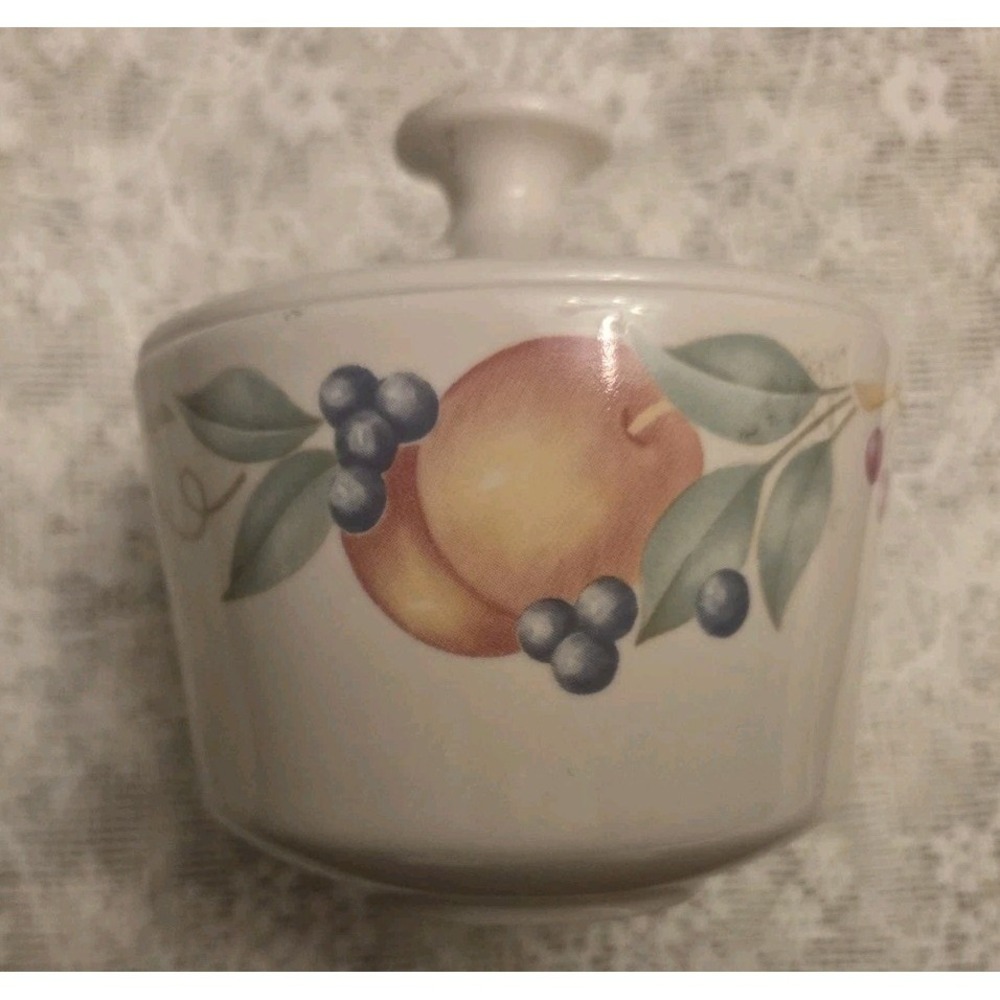 Corelle ABUNDANCE Pattern 4" Sugar Bowl w/ Knob Lid Discontinued VTG VGC